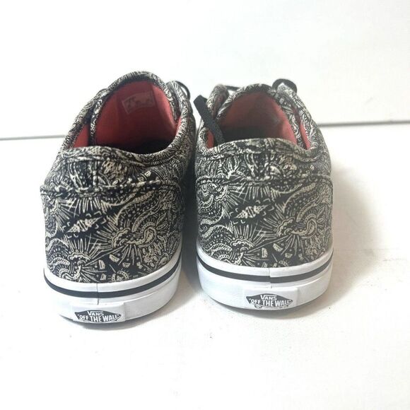 VANS Sneakers Skate Shoes Womens Size 6 Black White Paisley Lace Up Low Top Flat - Picture 9 of 11